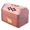 Sheesham Wood Mini Incense Burner Box, Elephant Inlay - Image 3