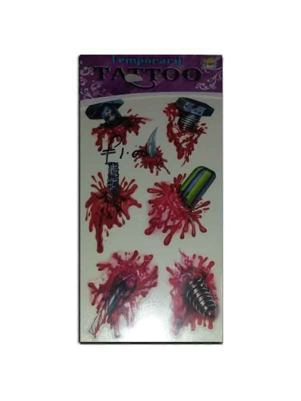 Sinister Wounds Tools & Bolts Wounds 7 Temporary Tattoos