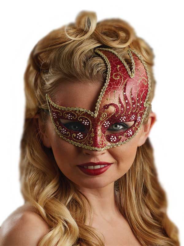 Red & Gold Venetian Eye Mask