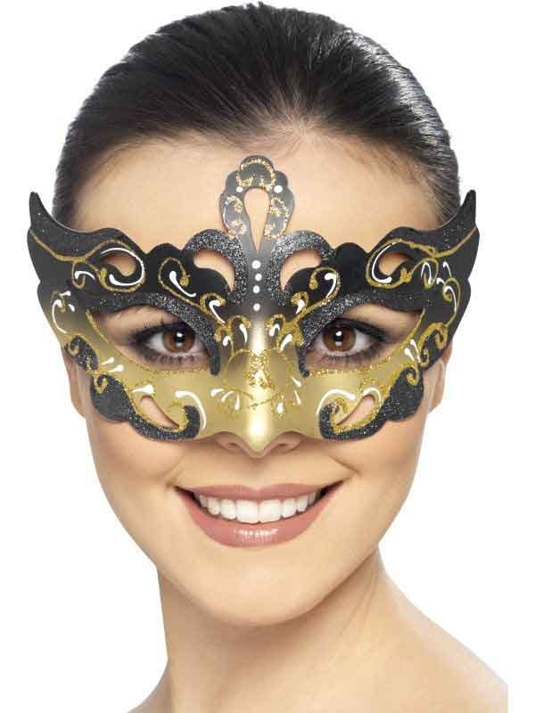 Venetian Cut Out Black & Gold Eye Mask