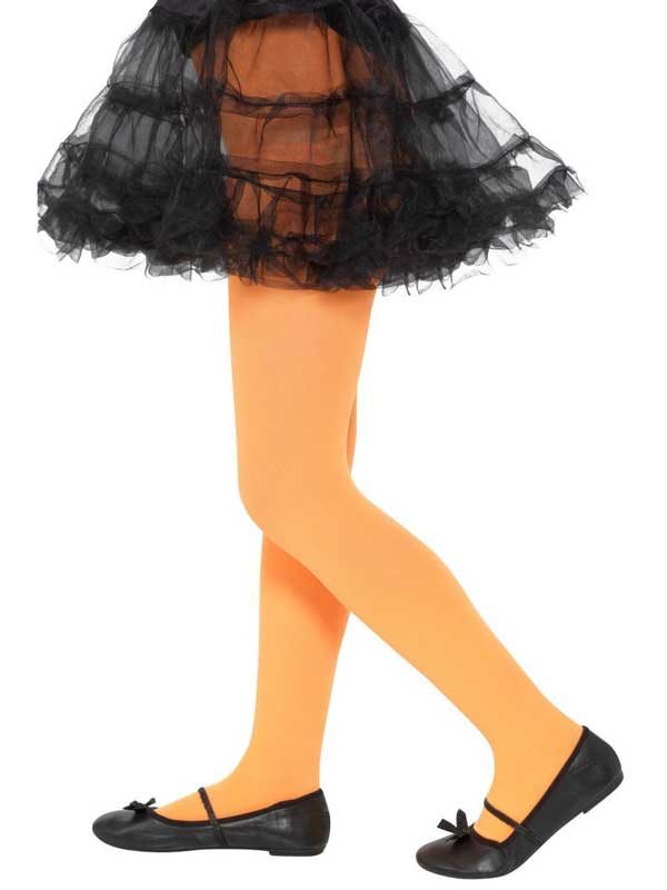 Kids Opaque Tights, Orange, Age 6-12