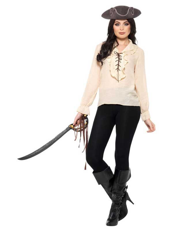 Pirate Shirt Ivory With Lace Up Front - Image 2