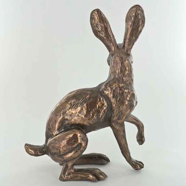 Cold Cast Bronze Sculpture - Buttercup Standing Hare By Harriet Glen - Image 2