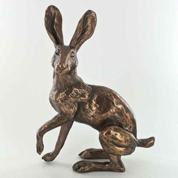 Cold Cast Bronze Sculpture - Buttercup Standing Hare By Harriet Glen