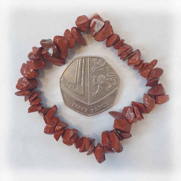 Red Jasper Elasticated Chip Bracelet - Image 2