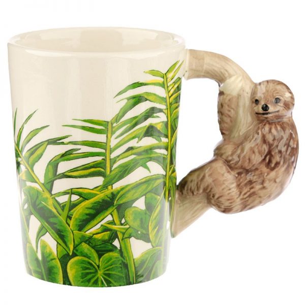 Ceramic Sloth Shaped Handle Mug With Decal