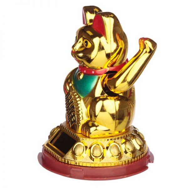 Solar Pals Maneki Neko Golden Lucky Waving Cat - Image 2