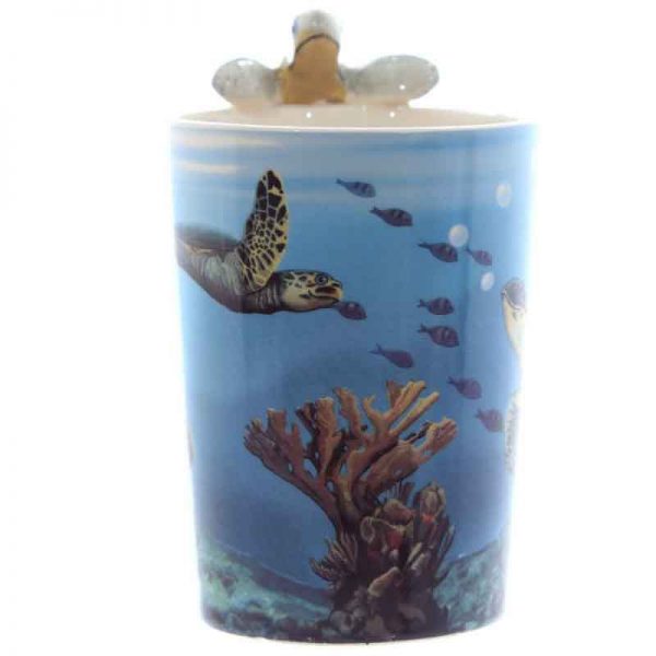 Turtle With Underwater Decal Ceramic Shape Handle Mug - Image 4