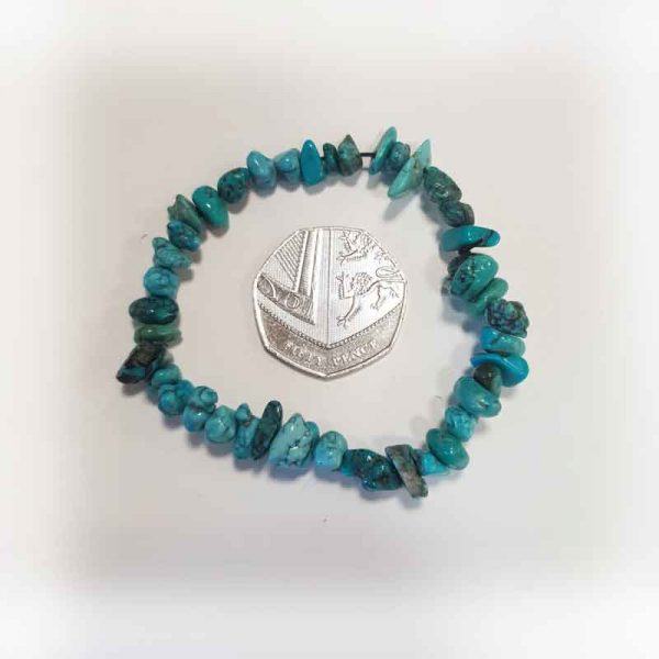 Turquoise Elasticated Chip Bracelet - Image 2