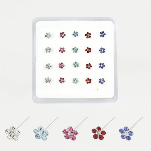 Sterling Silver Gemset Daisy Nose Pins (Sold Separately)