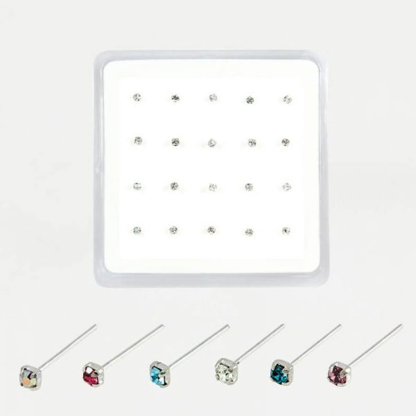 Sterling Silver Square Clawset Nose Pins (Sold Separately)