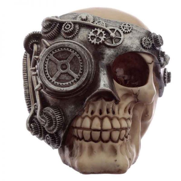 Silver Steampunk Skull Ornament