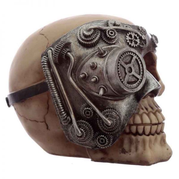 Silver Steampunk Skull Ornament - Image 2