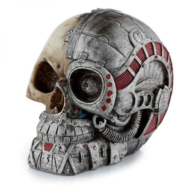 Steampunk Style Skull Half Robot Head