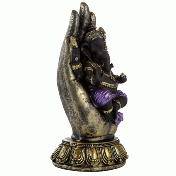 Purple, Gold and Black Ganesh in Hand - Image 2