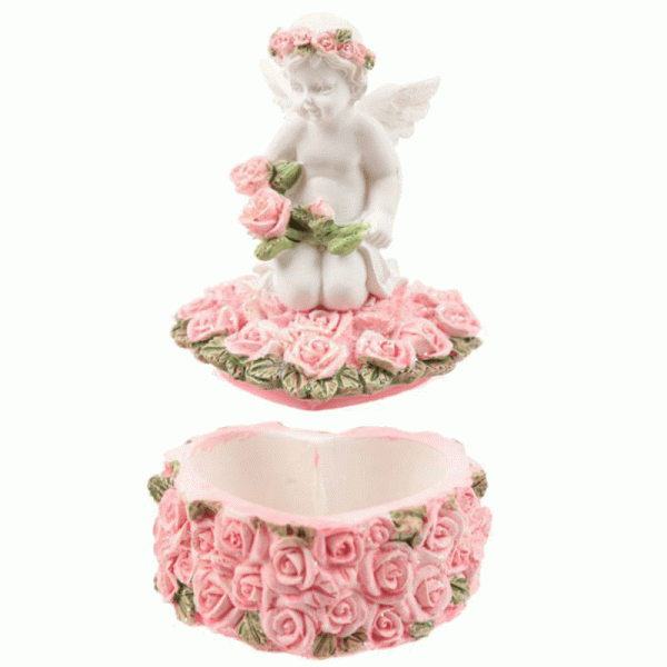 Rosebud Heart Cherub Trinket Box - Image 2