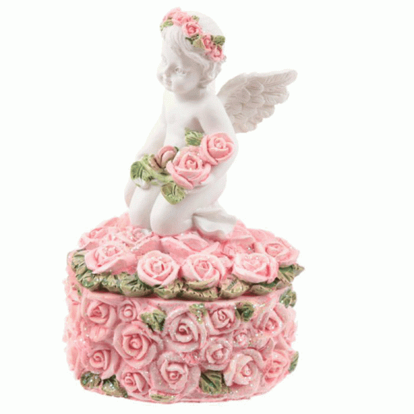 Rosebud Heart Cherub Trinket Box - Image 3